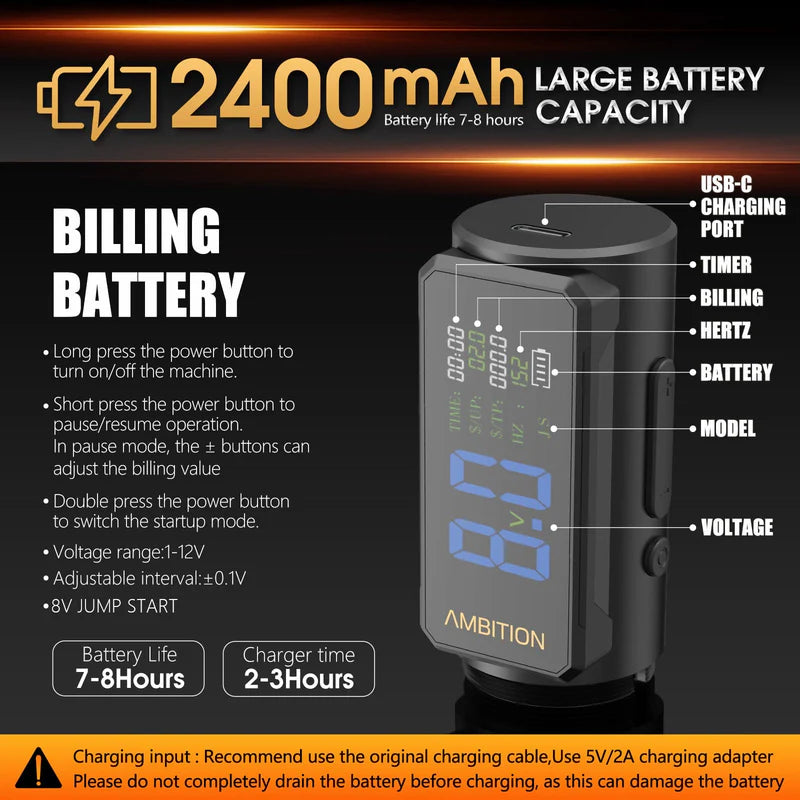 Soldier Ambition 270S Wireless Rotary Tattoo Machine 5mm - 2 batteries