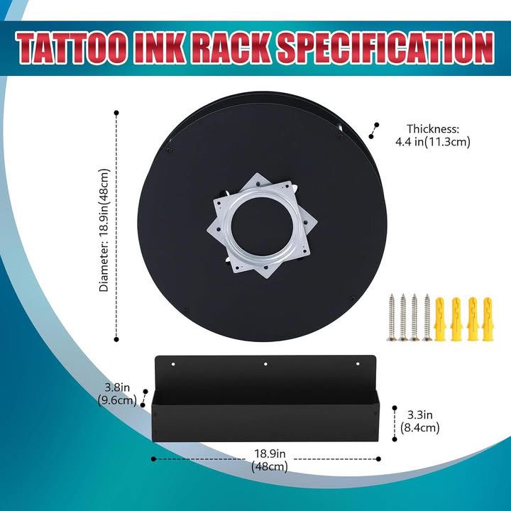 Tattoo Ink Wall Rack Display - 360* Turning Circle & Tray