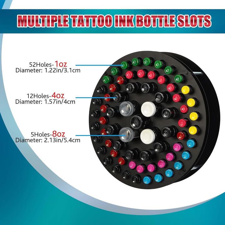 Tattoo Ink Wall Rack Display - 360* Turning Circle & Tray