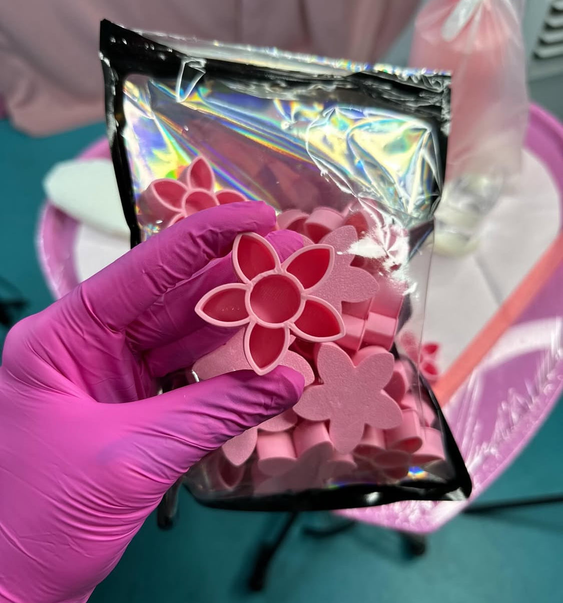 Pink Flower Ink Cups