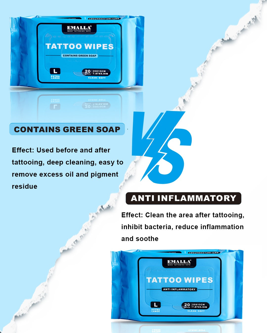Emalla - Green Soap Tattoo Wipes