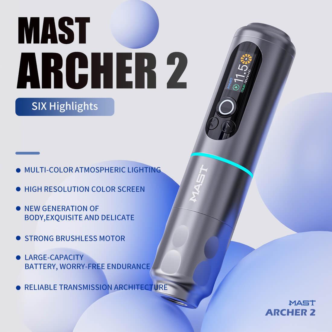 Mast Archer 2 Wireless Battery Rotary Tattoo Pen Colour Screen - Tattoo Everything Supplies