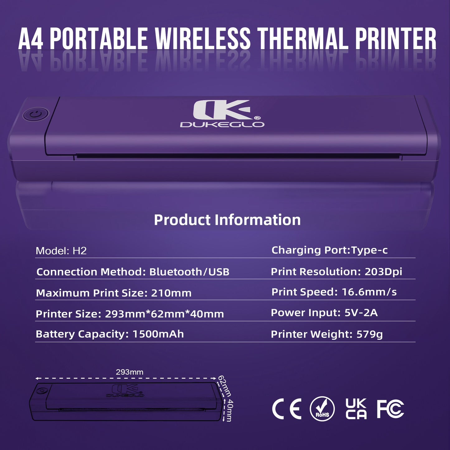 DUKEGLO Thermal Wireless Printer