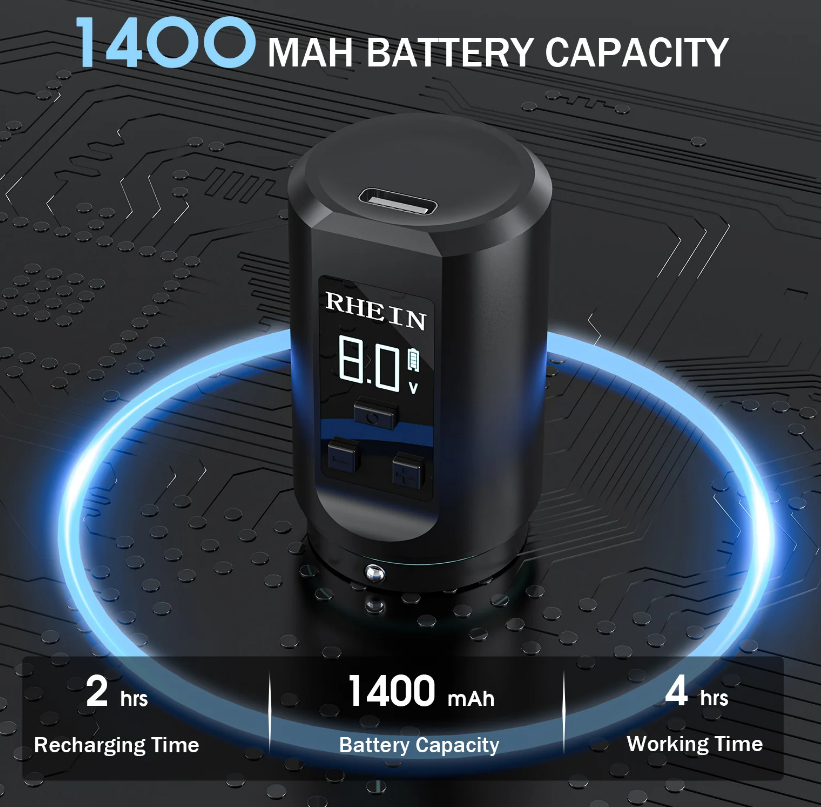 Rhein Wireless Tattoo Pen Machine Adjustable Stroke