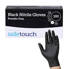 SAFETOUCH Black Powder Free Nitrile Gloves