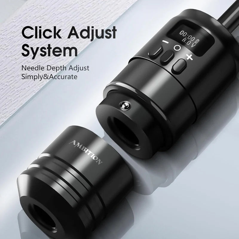 Ambition 2 in 1 Tattoo Battery Cartridge Grip - Black