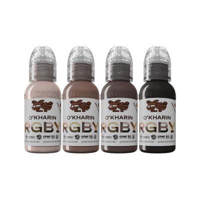 Set of 4 World Famous Ink Sasha O'Kharin RGBY Blue Set 1oz - Tattoo Everything Supplies