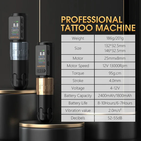 Soldier Max Ambition Wireless Tattoo Machine 4mm - 2 Batteries