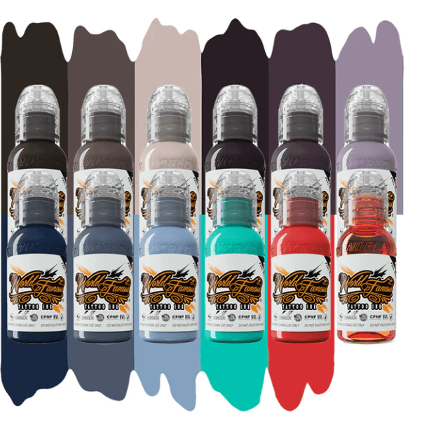 Set of 12 World Famous Ink Chris Rigoni Shapes & Shadows Set 1oz - Tattoo Everything Supplies