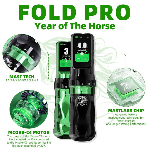 Dragonhawk Fold PRO Wireless Rotary Tattoo Pen - Year of the Horse