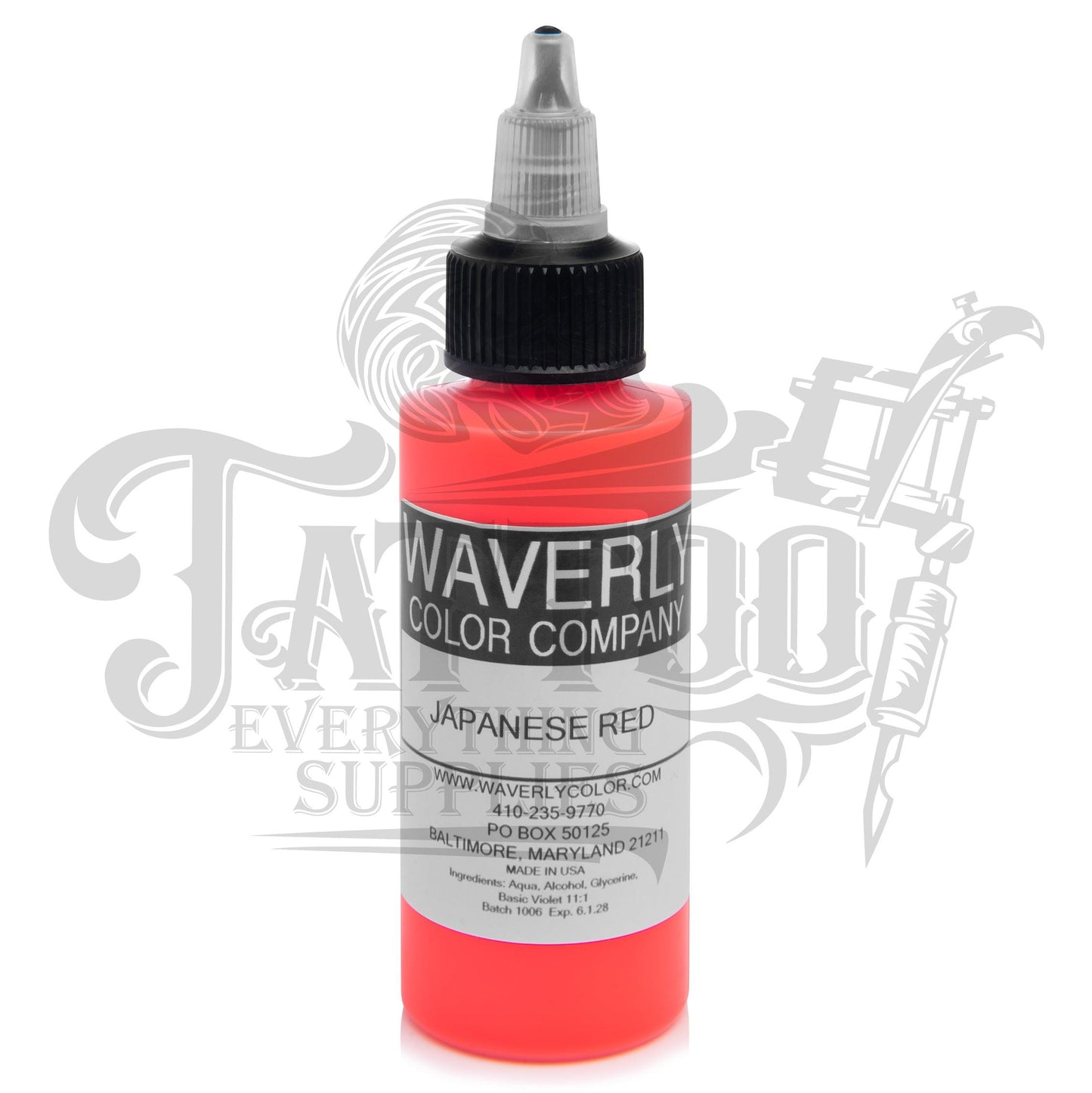 Waverly Color - Tattoo Pigment - Japanese Red 2oz - Tattoo Everything Supplies