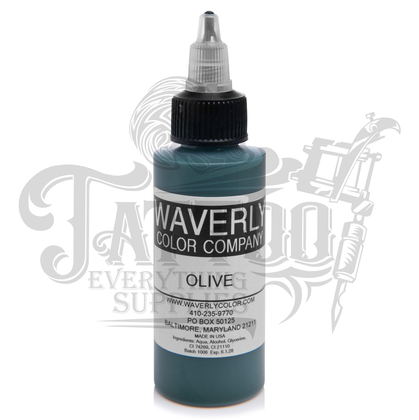 Waverly Color - Tattoo Pigment - Olive Green 2oz - Tattoo Everything Supplies