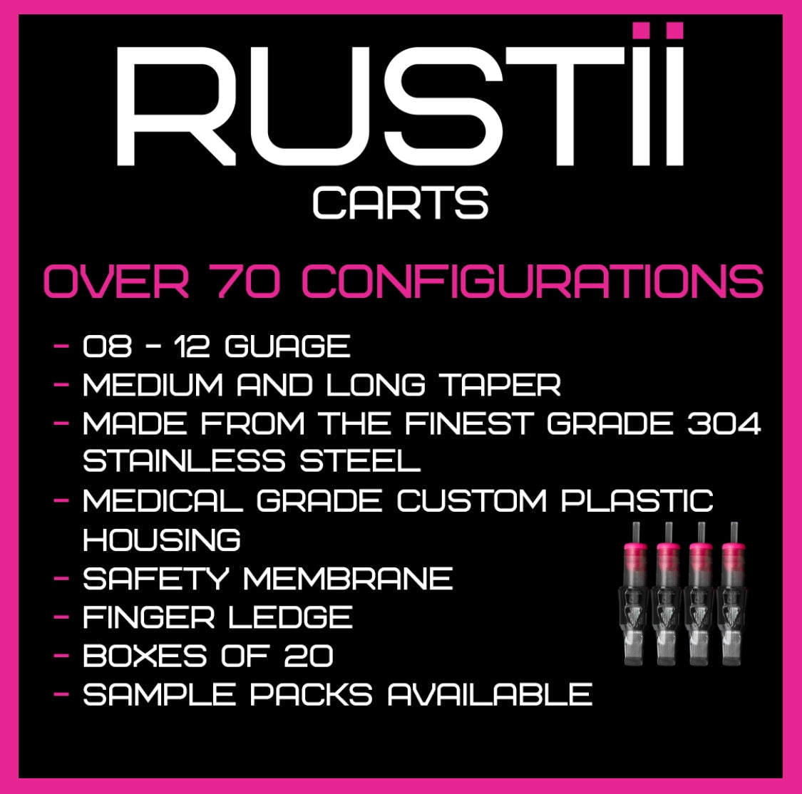 RUSTII Tattoo Needle Cartridges-SAMPLE 5 PACK