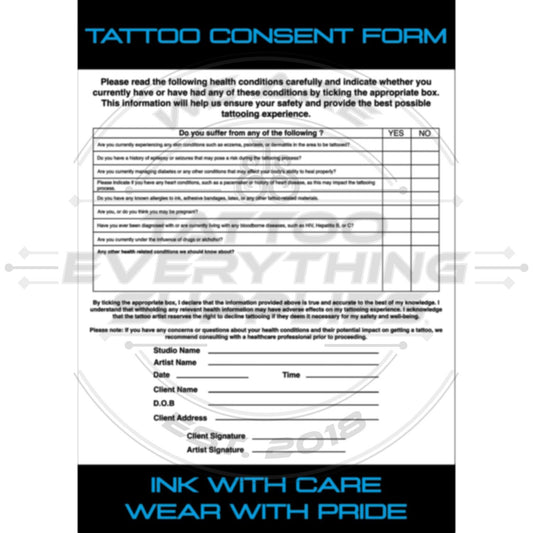 Disclaimer Sheet - Digital Version To Download - LAPTOP OR PC ONLY - Tattoo Everything Supplies