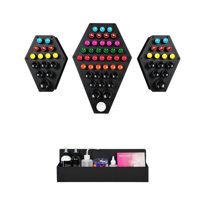 Tattoo Ink Wall Rack Display - 3 Coffin Set & Tray – Tattoo Everything ...