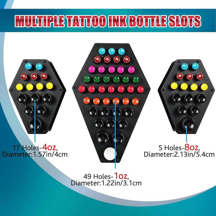 Tattoo Ink Wall Rack Display - 3 Coffin Set & Tray