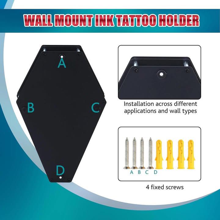 Tattoo Ink Wall Rack Display - 3 Coffin Set & Tray