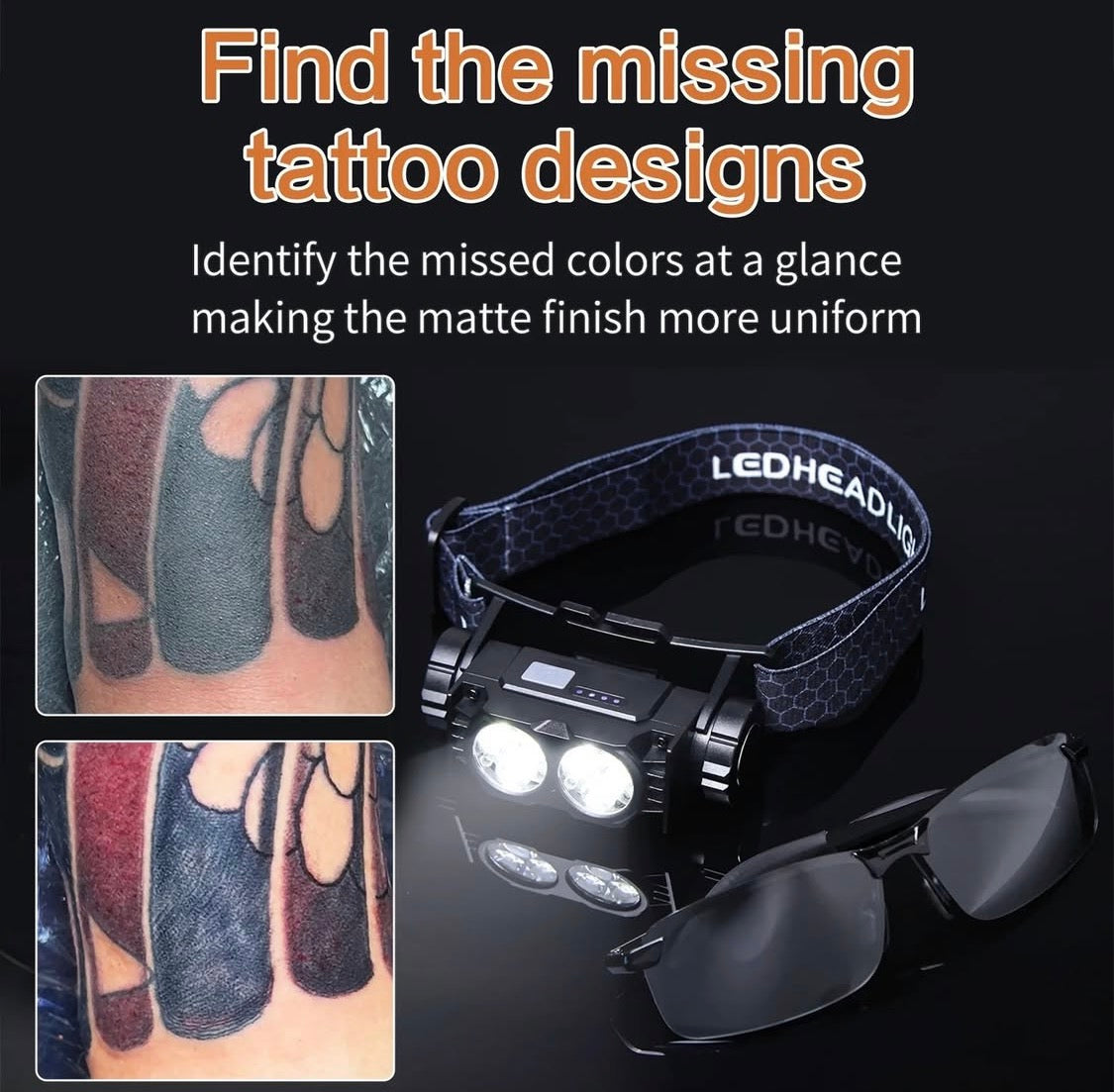 Dual headed LED with anti glare goggles