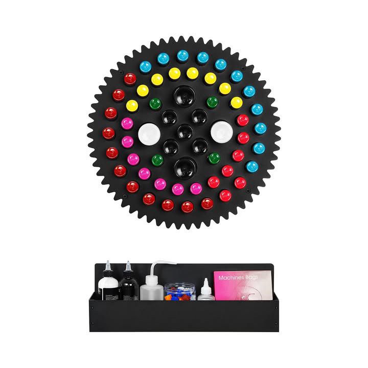 Tattoo Ink Wall Rack Display - 360* Turning Gear Wheel & Tray – Tattoo ...