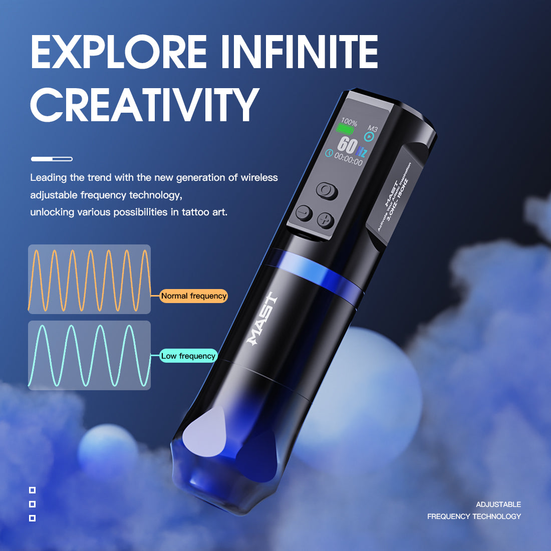 DragonHawk Hertz Wireless Adj Rotary Tattoo Pen 3.5mm