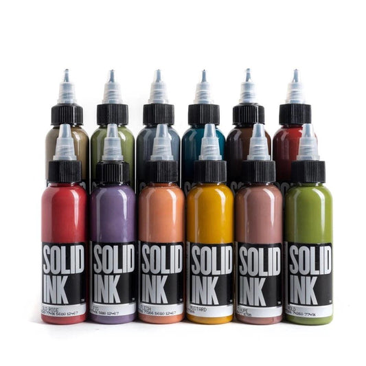 Solid Ink - Opaque Earth Set (12) - Tattoo Everything Supplies