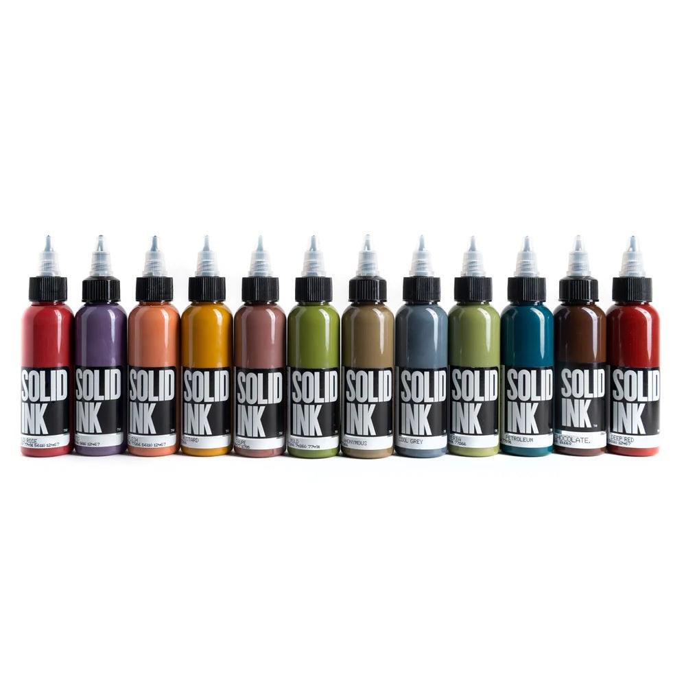 Solid Ink - Opaque Earth Set (12) - Tattoo Everything Supplies