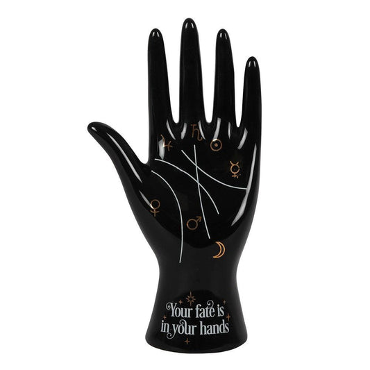 Black Ceramic Palmistry Hand Ornament - Tattoo Everything Supplies