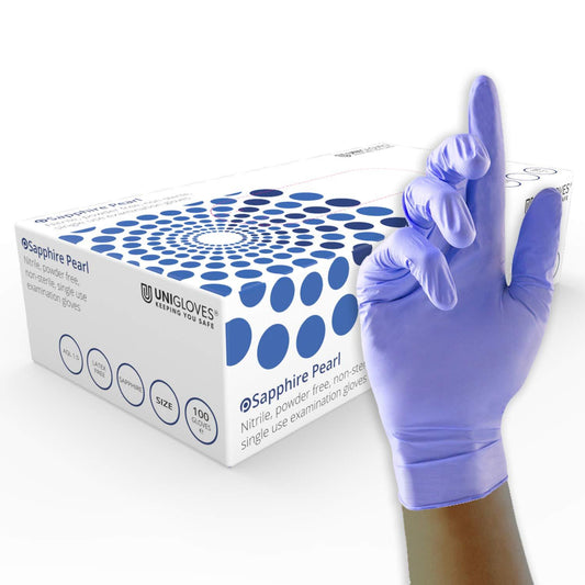 Uniglove Nitrile Sapphire Pearl Gloves, Powder Free, Latex Free (NO CODES TO BE APPLIED) - Tattoo Everything Supplies