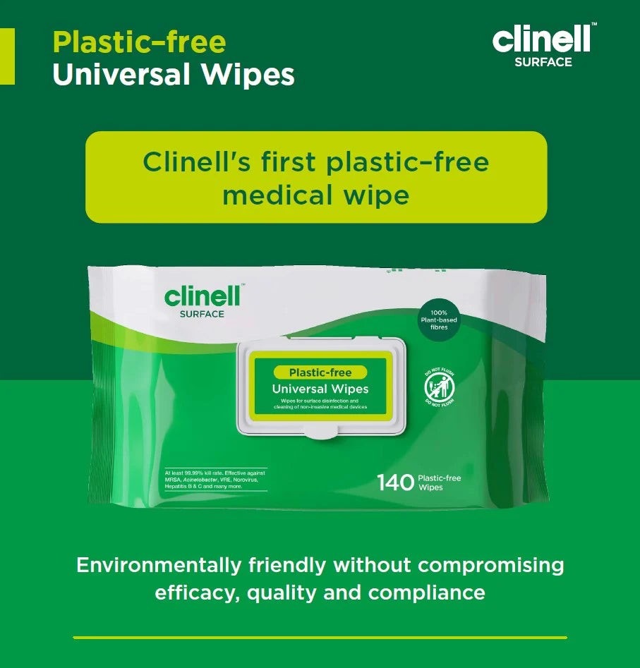 Clinell Universal Plastic Free Wipes - 140 wipes