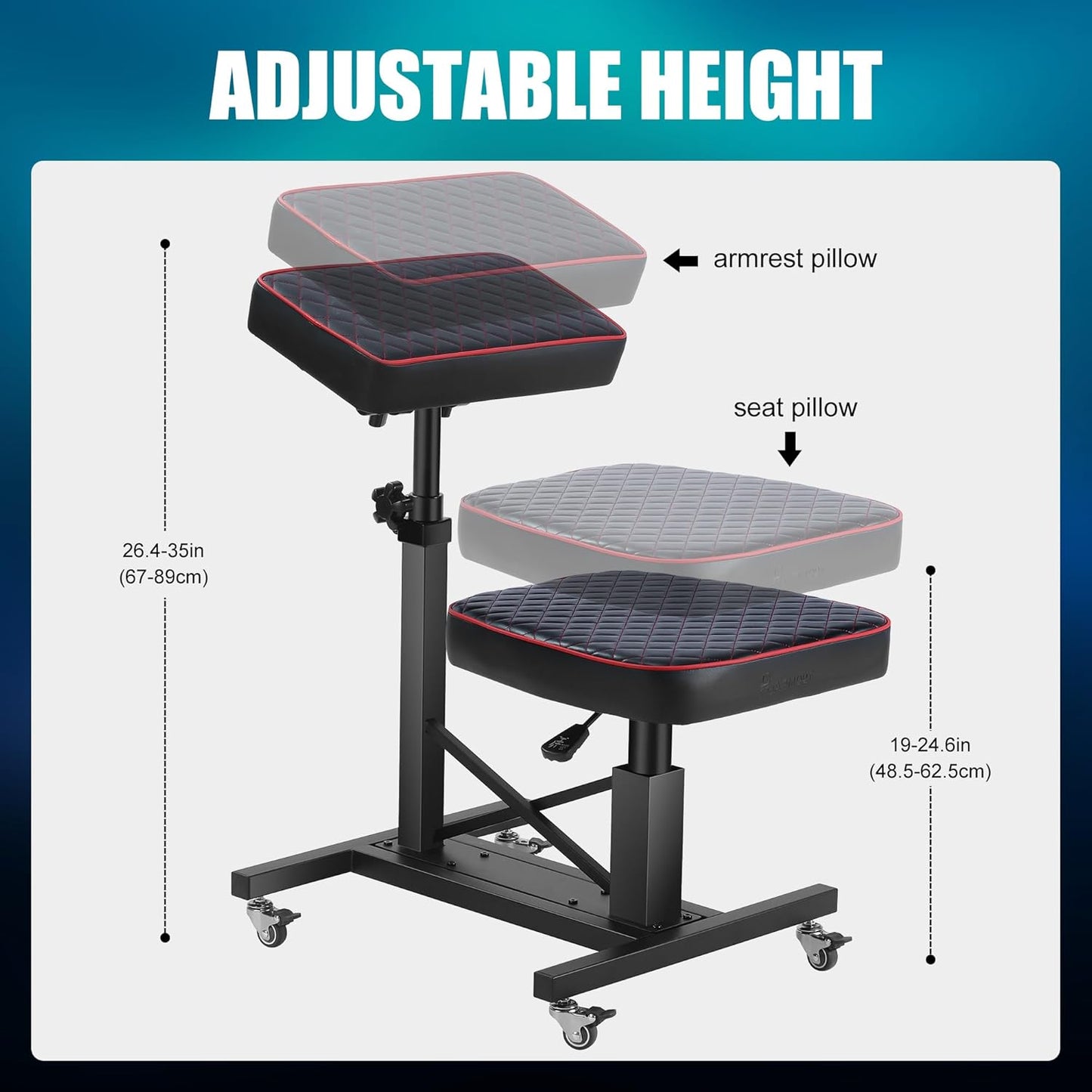 Professional Tattoo Chair with Hydraulic Height Adjustment, Adjustable Armrest
