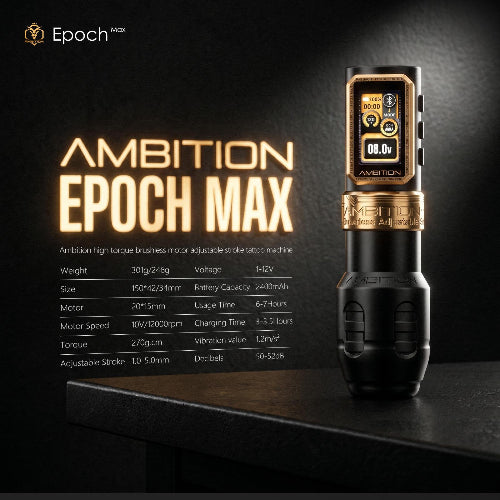 Ambition Epoch Max Adjustable Wireless Tattoo Machine - 2 Batteries