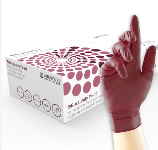 Uniglove Nitrile Burgundy Pearl Gloves, Powder Free, Latex Free (NO CODES TO BE APPLIED) - Tattoo Everything Supplies