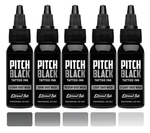 Eternal Ink - Pitch Black Grey wash Set. - Tattoo Everything Supplies