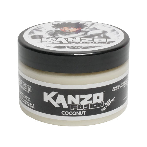 Kanzo Fusion coconut product in a jar on a white background