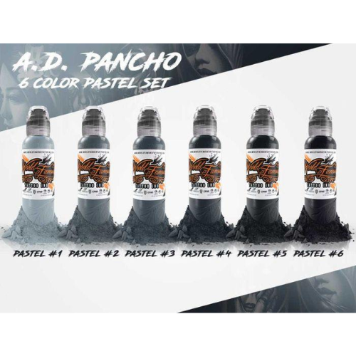 World Famous Tattoo Ink A.D. Pancho Pastel Grey Set