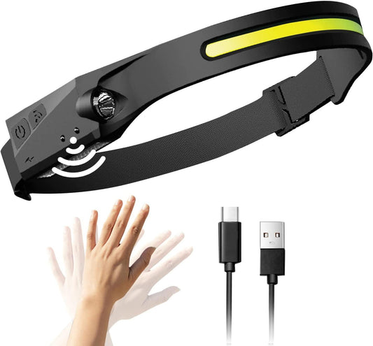 LED Sensor Headlamp Rechargeable Flashlight
