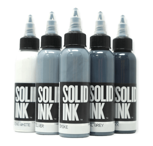 Solid Ink - Opaque Grey Set of 5 - Tattoo Everything Supplies