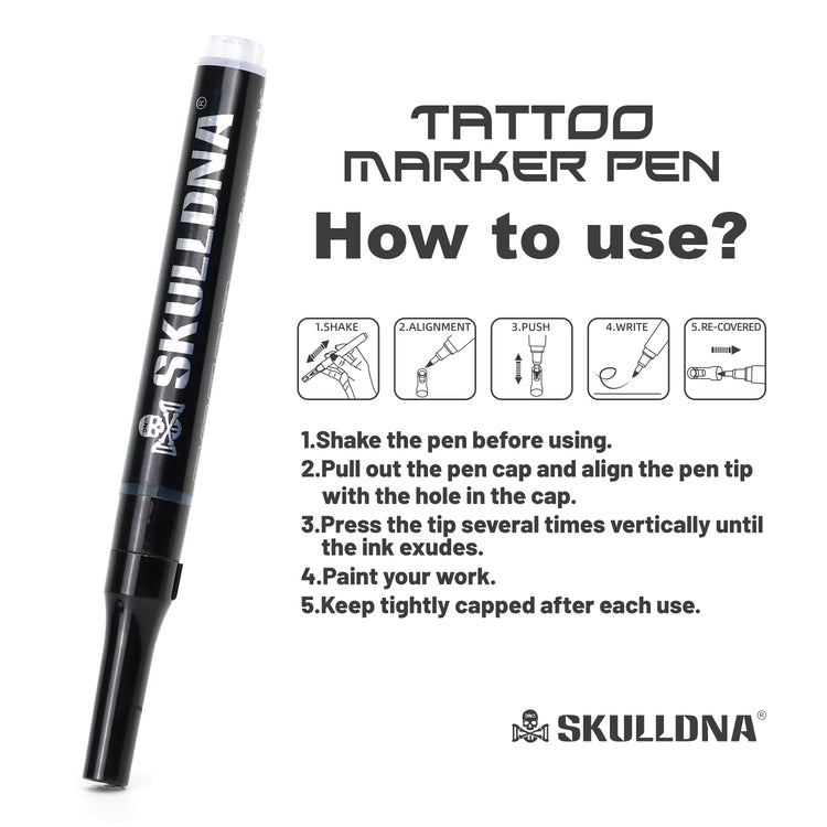 SKULL DNA Tattoo Marker Brush Tip Pen