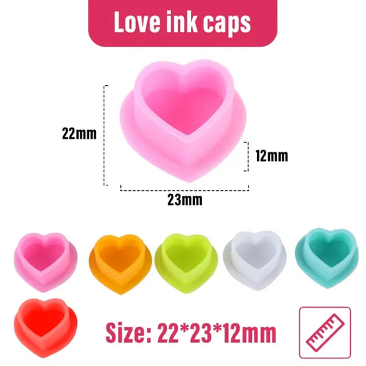 Heart Silicone Tattoo Ink Caps 12mm