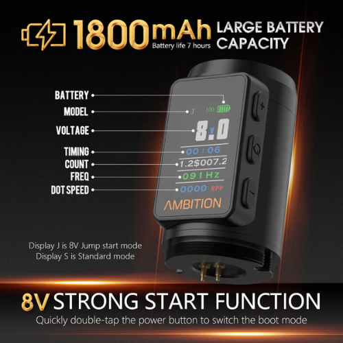 Ambiton Vibe Max Wireless Rotary Tattoo Machine - 2 Batteries