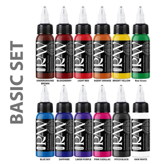 RAW Tattoo Ink - Basic 12 Colour Set - Tattoo Everything Supplies