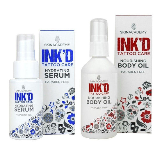 Skin Academy INK'D Vegan Tattoo Care Hydrating Serum & Oil -WAS £4.99 PLUS VAT - Tattoo Everything Supplies