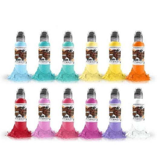World Famous Tattoo Ink Pastel Colour Set 30ml - Tattoo Everything Supplies