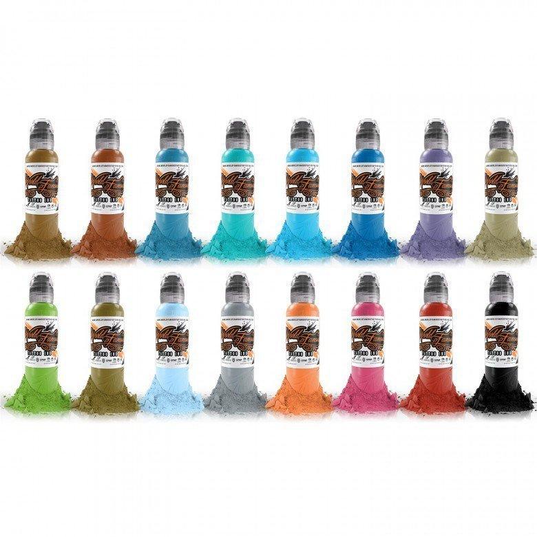 The World Famous Tattoo Ink Sixteen Colour Set #2 - Tattoo Everything Supplies