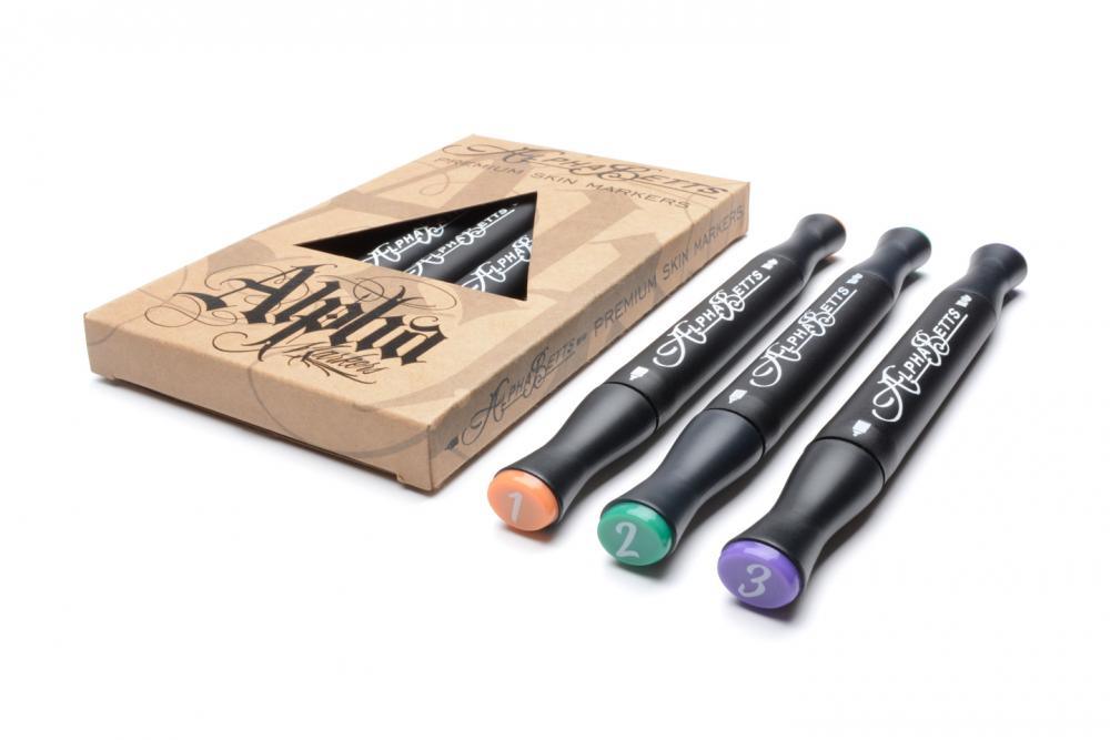 Alpha Betts Premium Pack of 6 Skin Markers - Tattoo Everything Supplies
