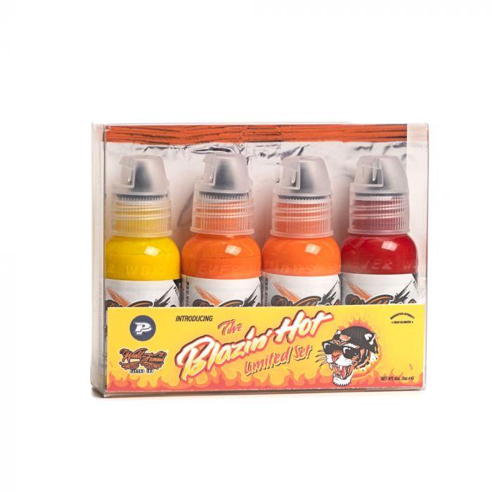 World Famous Tattoo Ink Blazin’ Hot Ink Set 4 x 1oz Set - Tattoo Everything Supplies