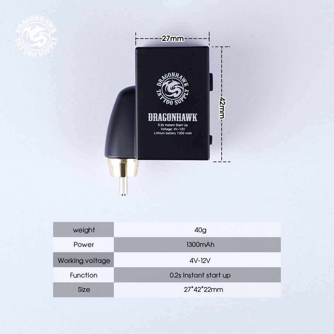Dragonhawk Wireless Tattoo Battery Supply - RCA or DC - Tattoo Everything Supplies