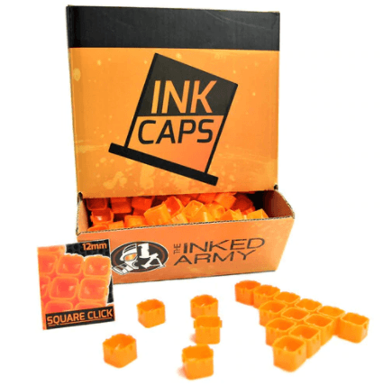 The Inked Army - Square Click Ink Caps - Orange - Tattoo Everything Supplies