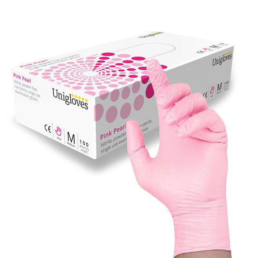 Uniglove Nitrile Pink Pearl Gloves, Powder Free, Latex Free (NO CODES TO BE APPLIED) - Tattoo Everything Supplies
