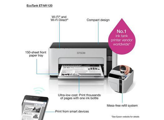 Ecotank Epson Printer M1120 inc Stencil Printer Ink /InkJet Paper (NO CODES)